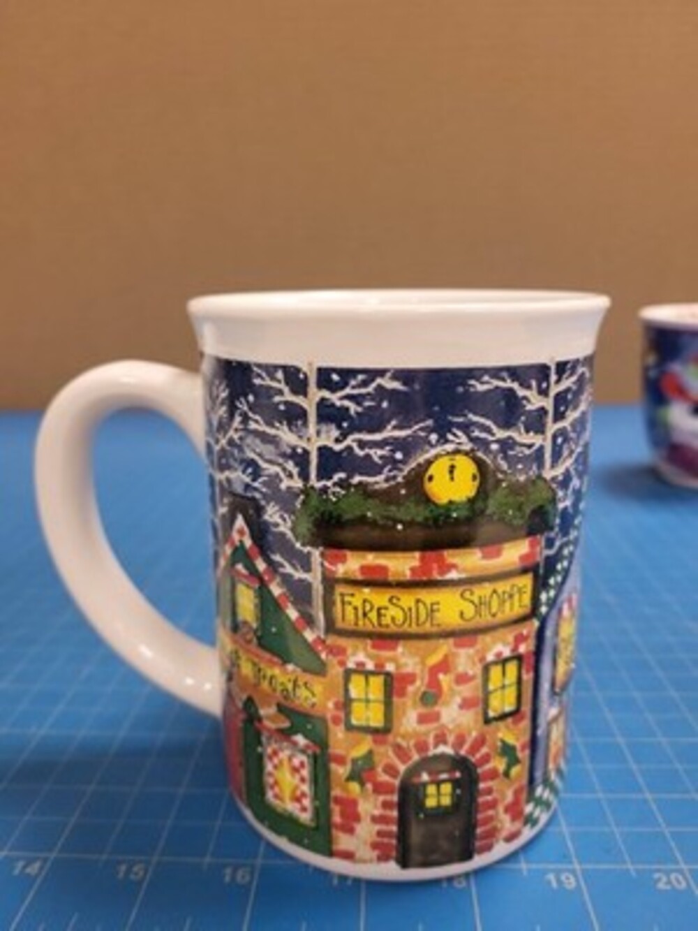 MSI Fireside Shoppe Coffee Mug Winter Village Hot Chocolate Treats Cup 4 Inch